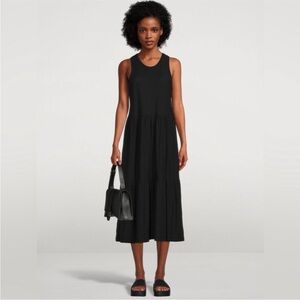 Nation LTD Melissa Dress Size Medium Jet Black Sleeveless Midi